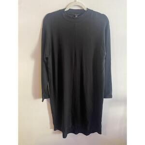 EILEEN FISHER‎ Dress XXS Tencel Stretch Jersey Mock Neck Long Sleeve Black USA